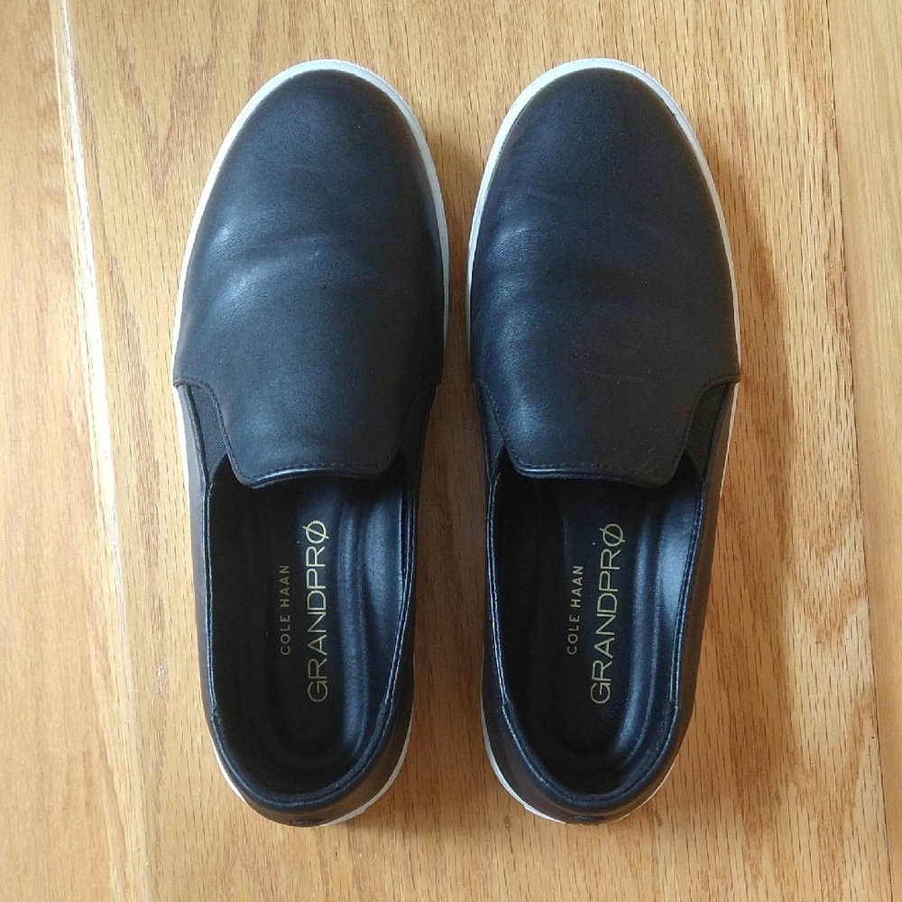 Cole Haan Grandpro Black leather Slip-On Loafers